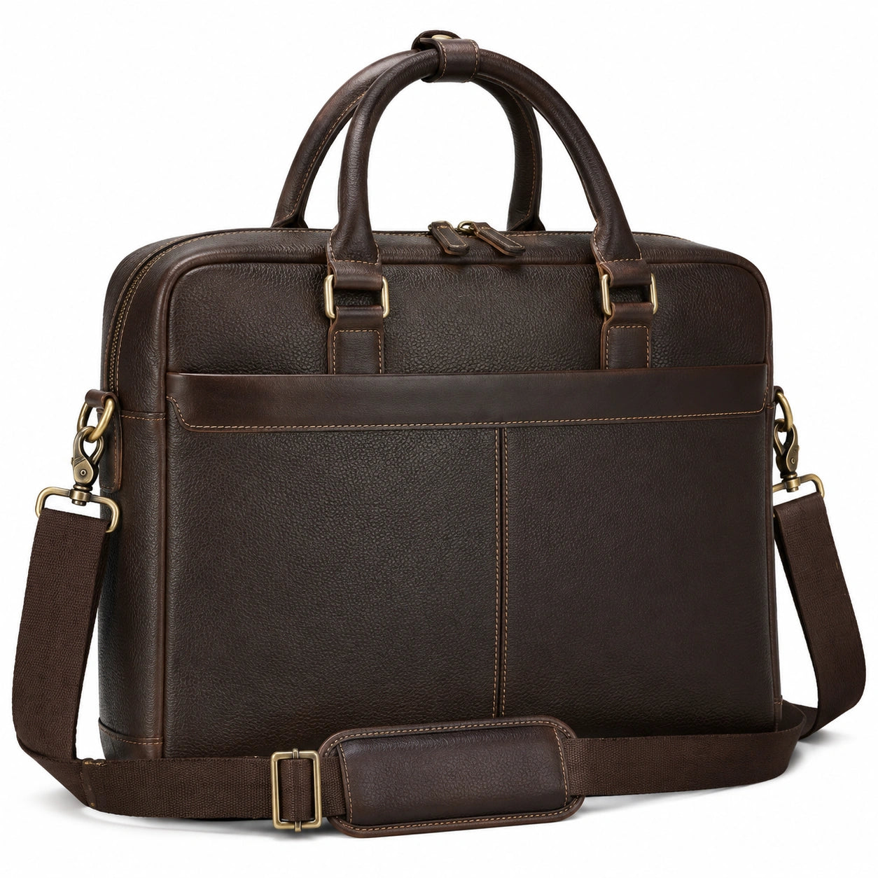 Laptoptasche 40 x 30 x 10 cm aus Kunstleder Braun mit Schultergurt im Business-Stil
