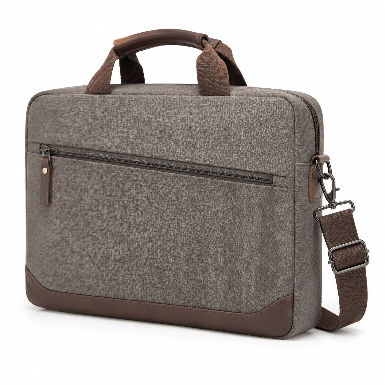 Laptoptasche 40 x 30 x 8 cm aus Textilgewebe in Grau Braun mit Schultergurt