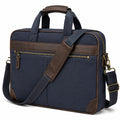 Laptoptasche 42 cm aus Textilgewebe in Dunkelblau Braun mit Schultergurt