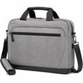 Laptoptasche 40 cm aus Textil in Grau mit Schultergurt und Reißverschluss