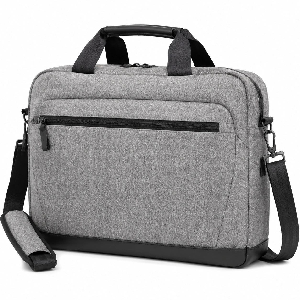 Laptoptasche 40 cm aus Textil in Grau mit Schultergurt und Reißverschluss