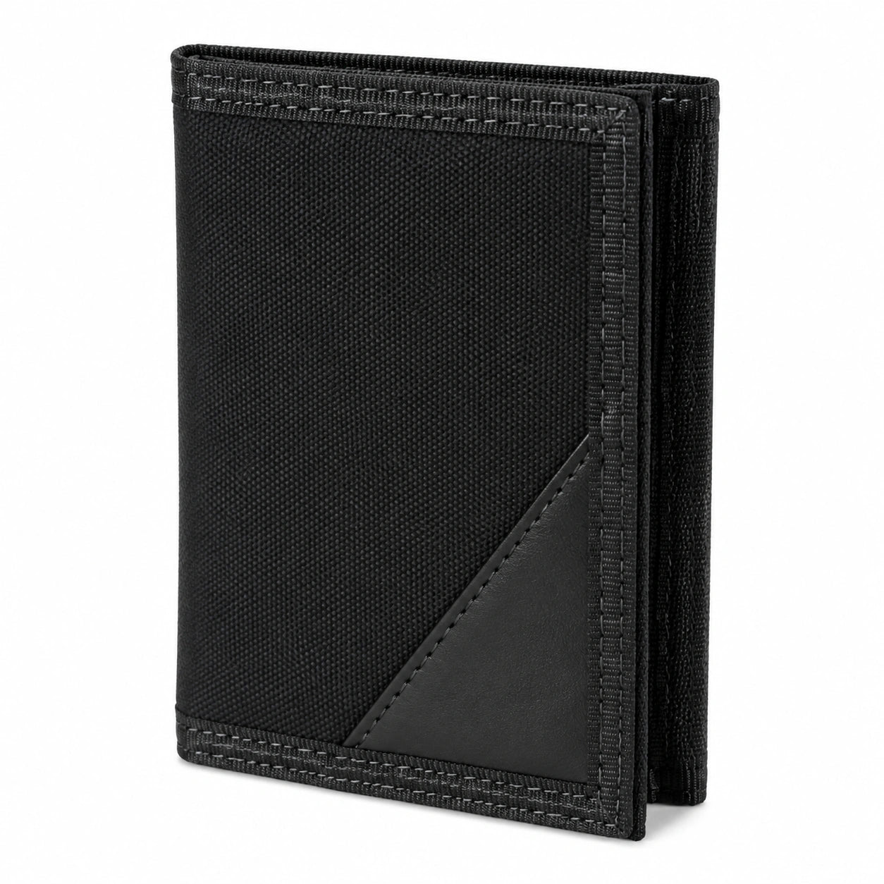 Geldbörse 12 x 9 x 2 cm aus Textil und Kunstleder Schwarz mit Klettverschluss