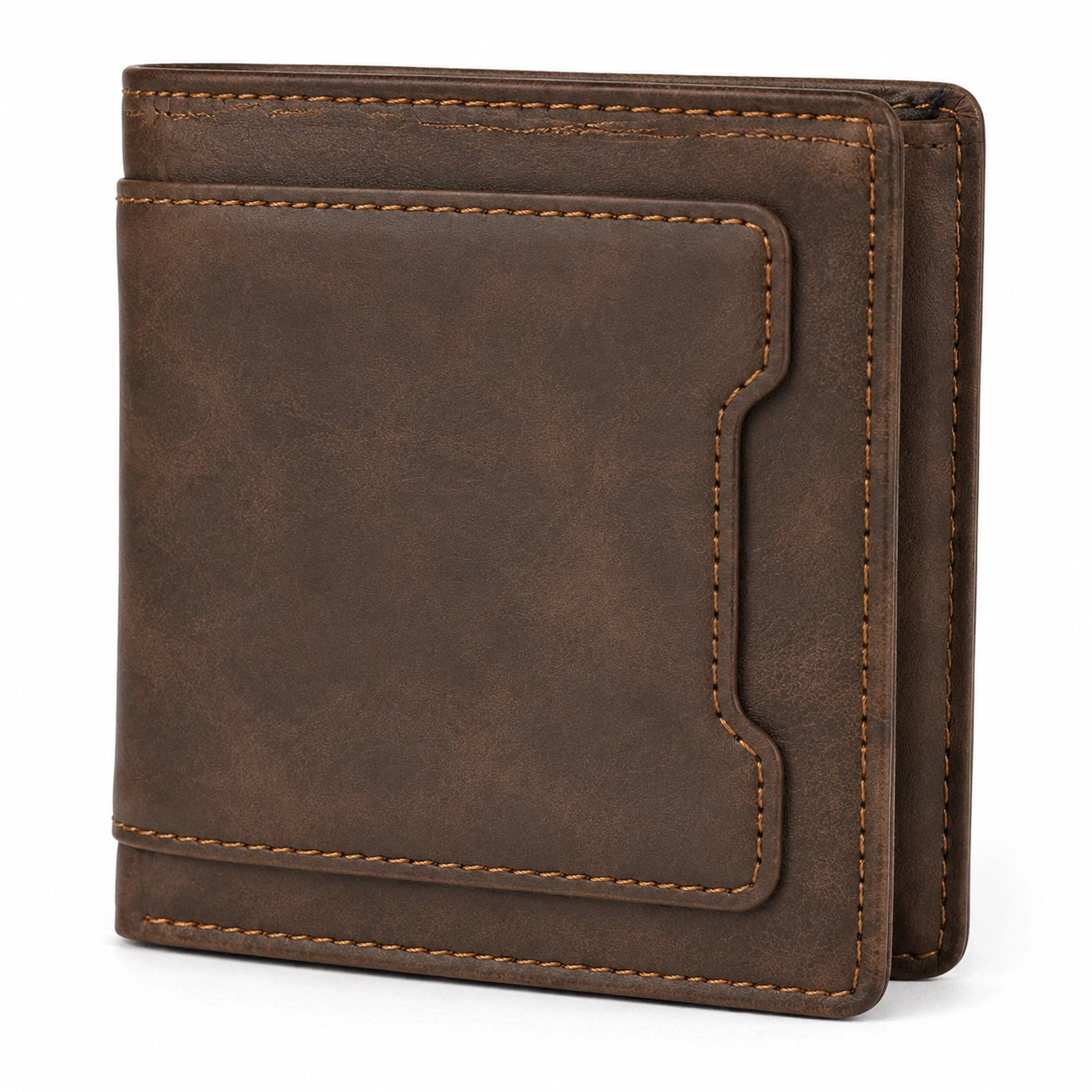 Geldbörse 12 x 9.5 x 1.5 cm Kunstleder Dunkelbraun - Bifold Kartenfach Alltag