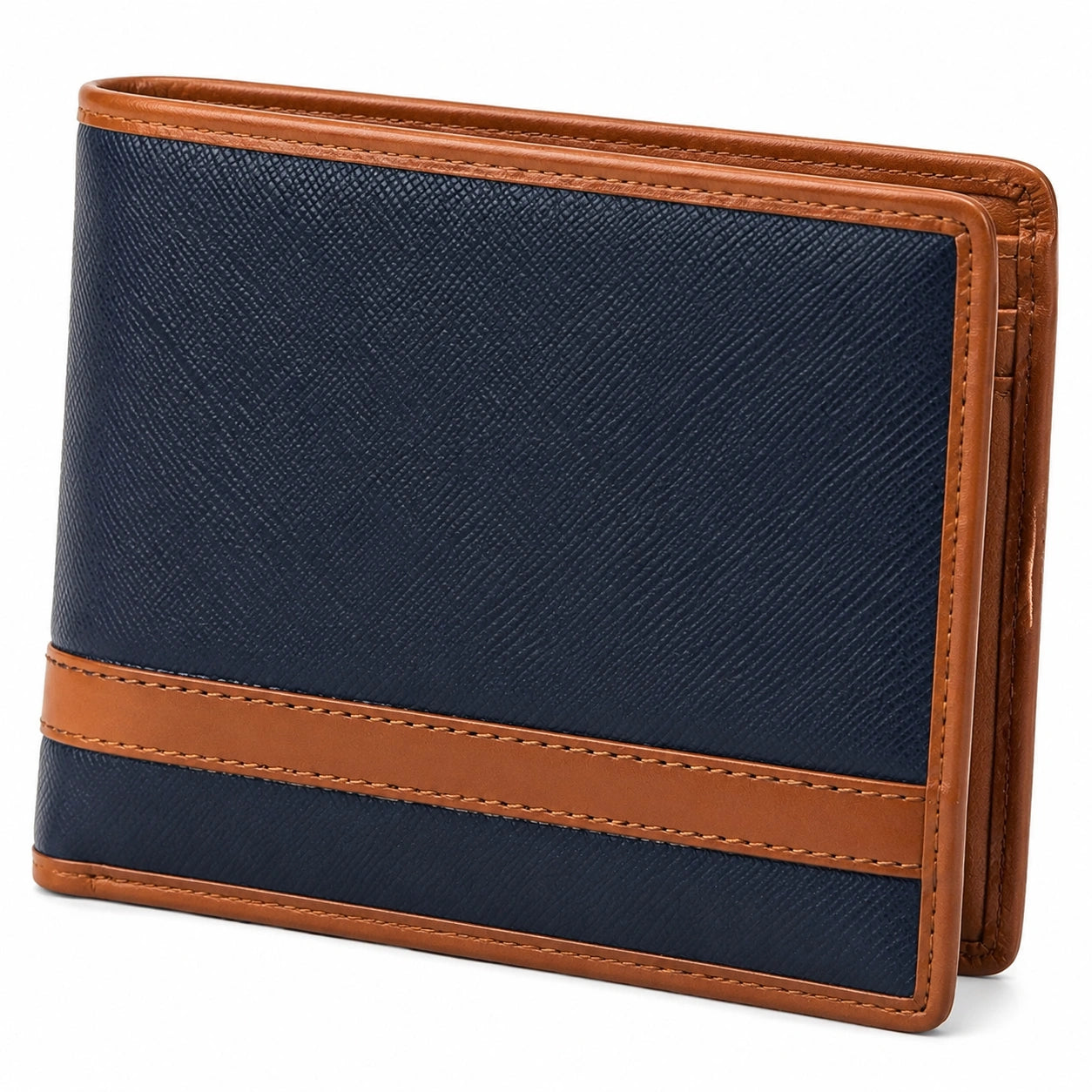 Geldbörse 12 cm x 9 cm aus Kunstleder in Blau Braun mit Kartenfächern