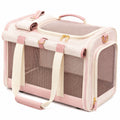 Haustiertransporttasche 43 x 28 x 30 cm aus Textil Rosa mit Netzfenstern und Tragegriffen