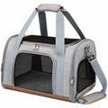 Tiertransporttasche 45 x 28 x 30 cm aus Textil Grau mit Netzfenstern für Kleintiere