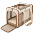 Haustier-Transporttasche 50 cm aus Textil in Beige Braun mit Netzfenstern