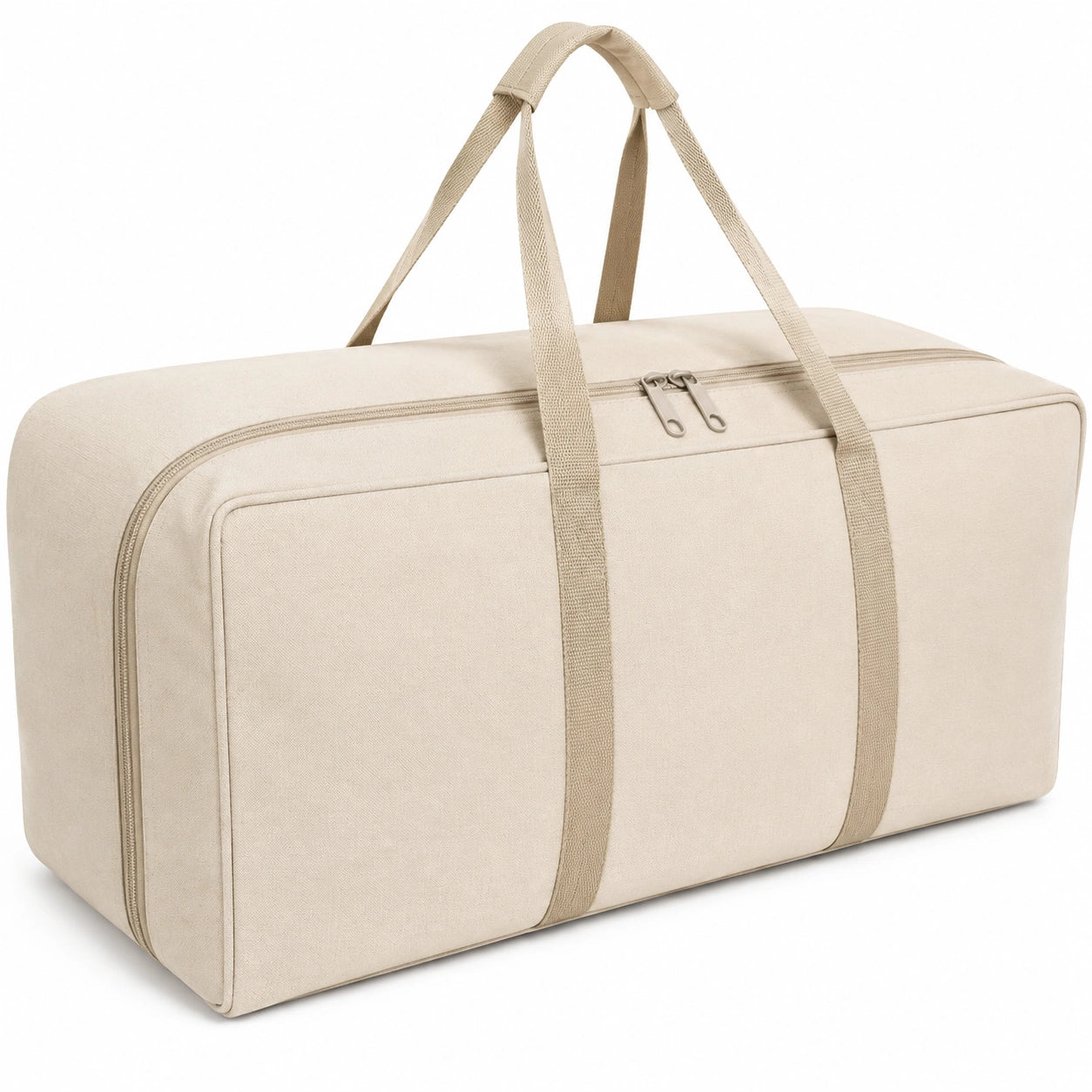 Reisetasche 50 x 25 x 30 cm aus Textilgewebe in Beige mit Reißverschluss