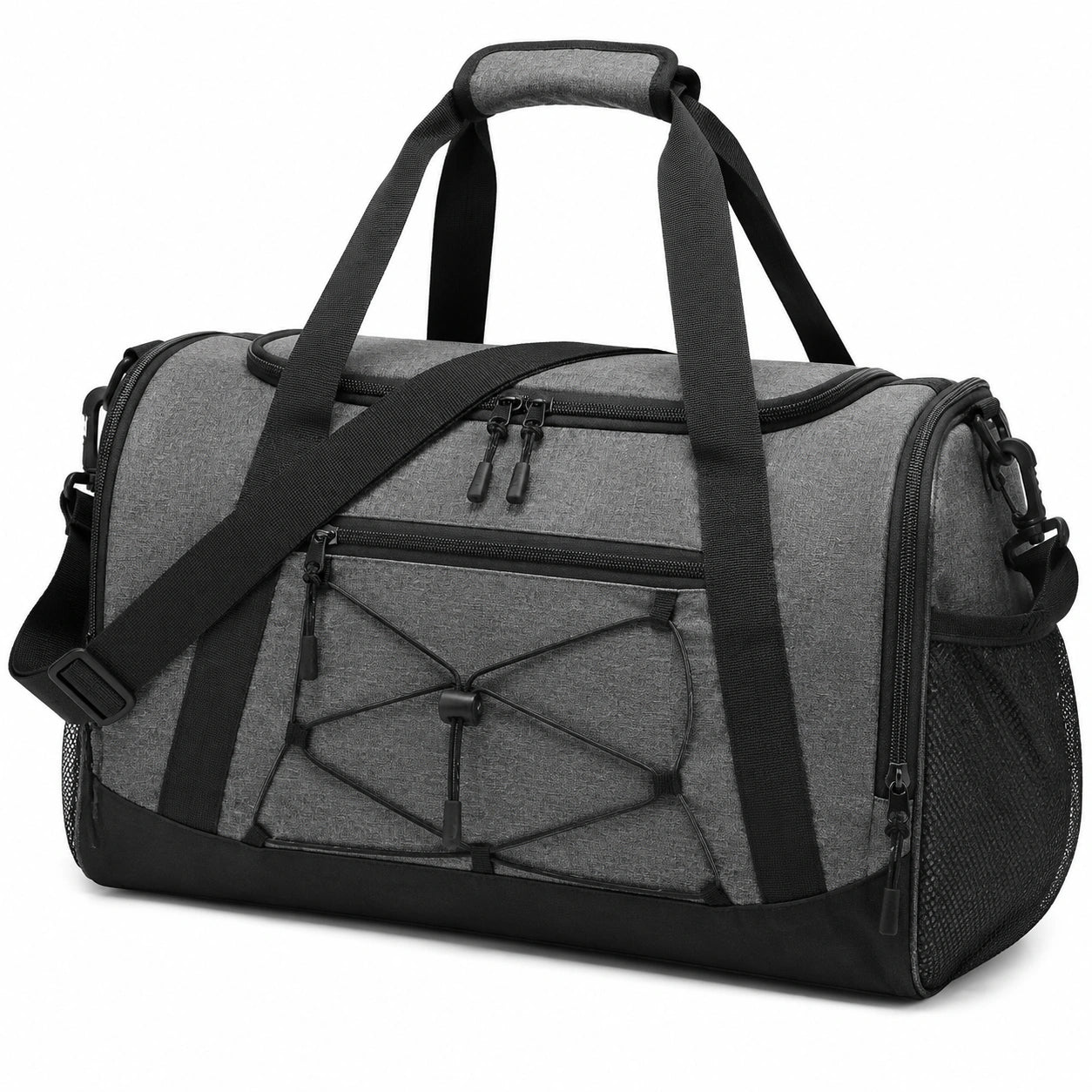 Sporttasche 50 x 25 x 25 cm aus Polyester Grau Schwarz mit Schultergurt