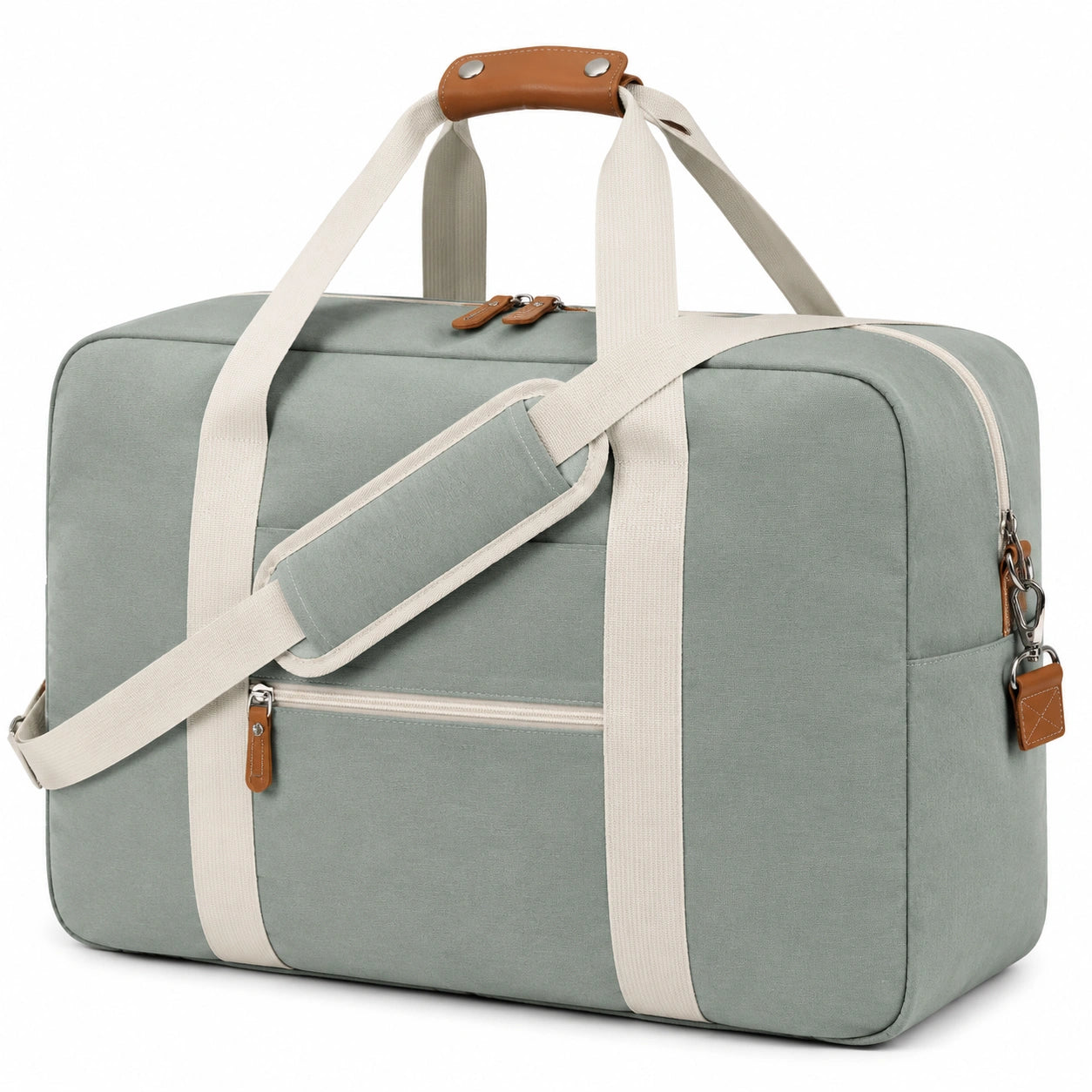 Reisetasche 50 x 25 x 30 cm aus Textil in Salbeigrün mit Schultergurt