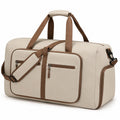 Reisetasche 52 x 28 x 30 cm aus Kunstleder Beige Braun mit Schultergurt für Reisen