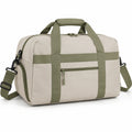 Reisetasche 45 x 25 x 28 cm aus Textilgewebe Beige/Olive mit Schultergurt und Reißverschluss