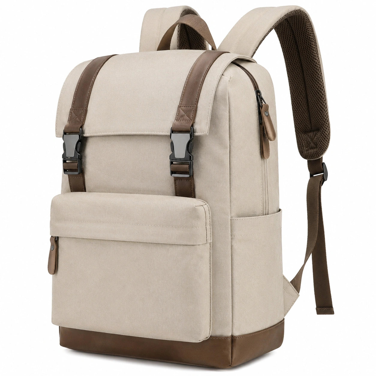 Rucksack 30 x 18 x 42 cm aus Textil in Beige Braun mit gepolsterten Schultergurten