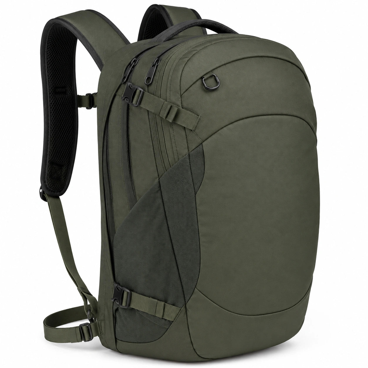 Rucksack 50 x 32 x 20 cm aus Textilgewebe olivgrün mit Reißverschluss für Reise und Alltag