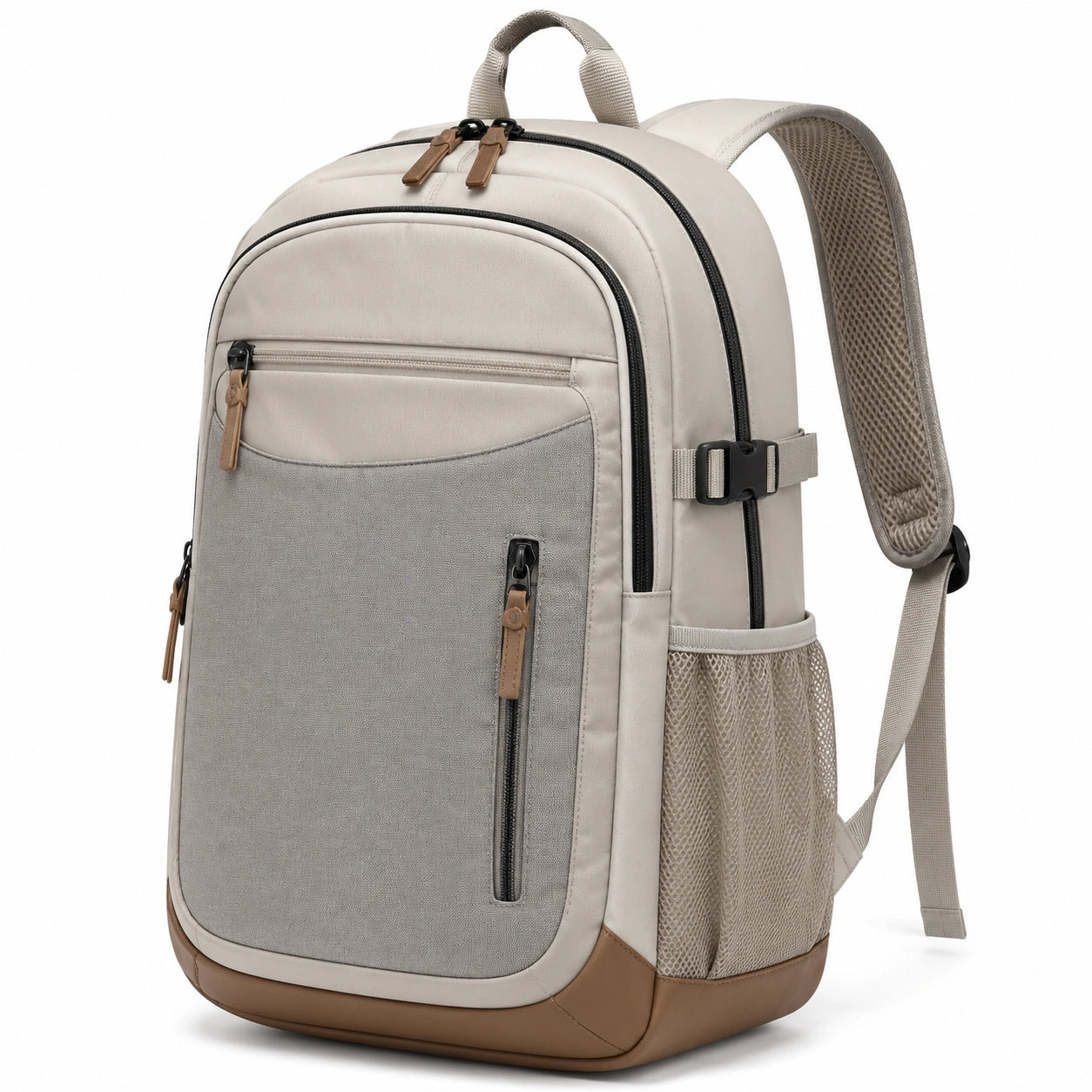 Rucksack 30 x 18 x 45 cm aus Textil in Beige Grau für Alltag und Reise