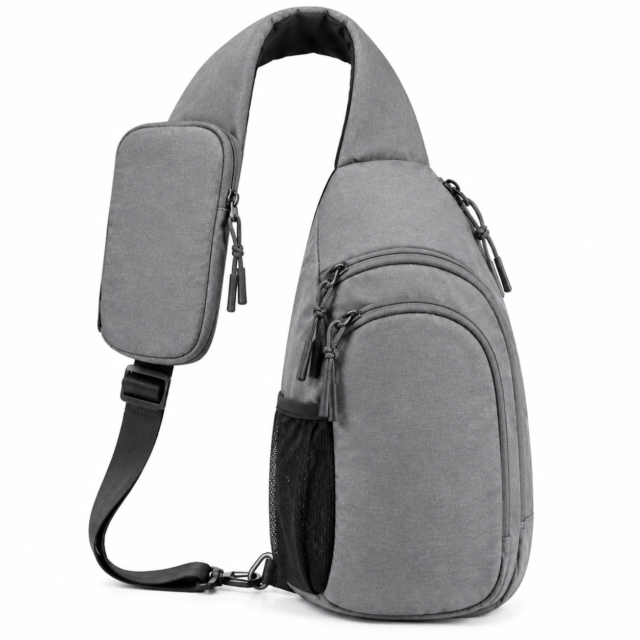 Schulterrucksack 30 x 18 x 8 cm aus Textil Grau mit Mehrfachfächern für Alltag und Freizeit