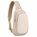 Umhängetasche 18 x 8 x 32 cm Kunstleder Beige mit Reißverschluss für den Alltag